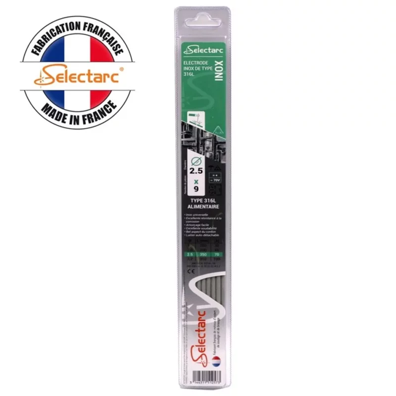 Blister électrode inox 316 D.2,5mm (9 pcs)